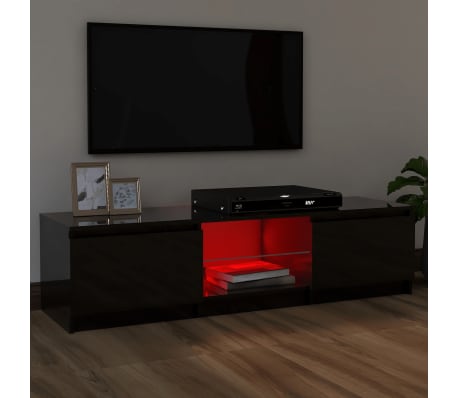 vidaXL TV Cabinet with LED Lights High Gloss Black 120x30x35.5 cm