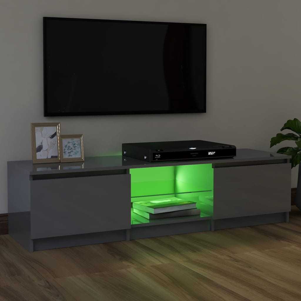 Meuble TV avec lumières LED Gris brillant 120x30x35,5 cm | meublestv.fr 5