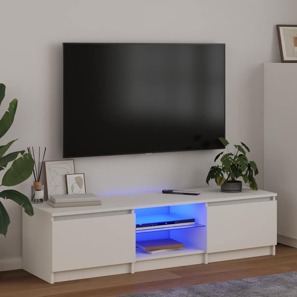 vidaXL Szafka pod TV z o�wietleniem LED, bia�a, 140 x 40 x 36 cm