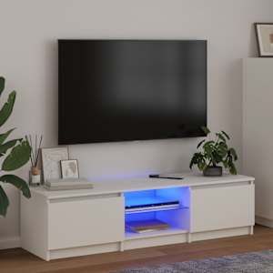 TV omarica z LED lučkami bela 140x40x36 cm