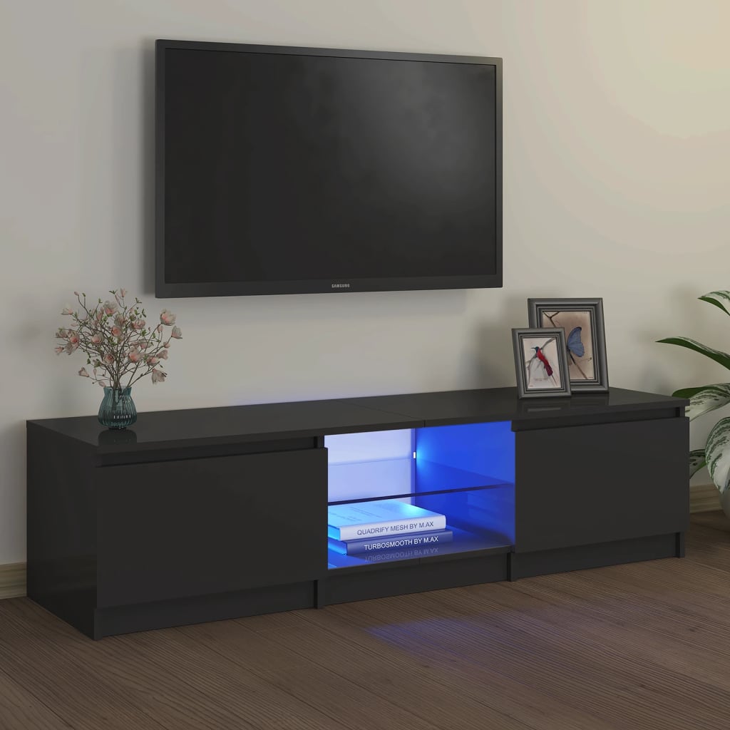 TV-taso LED-valoilla harmaa 140x40x355 cm