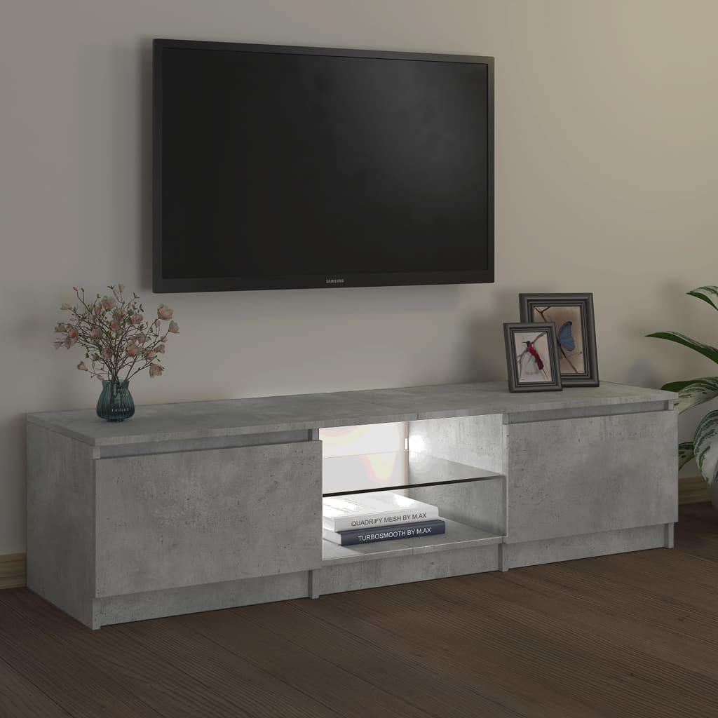 Meuble TV avec lumières LED Gris béton 140x40x35,5 cm | meublestv.fr 10