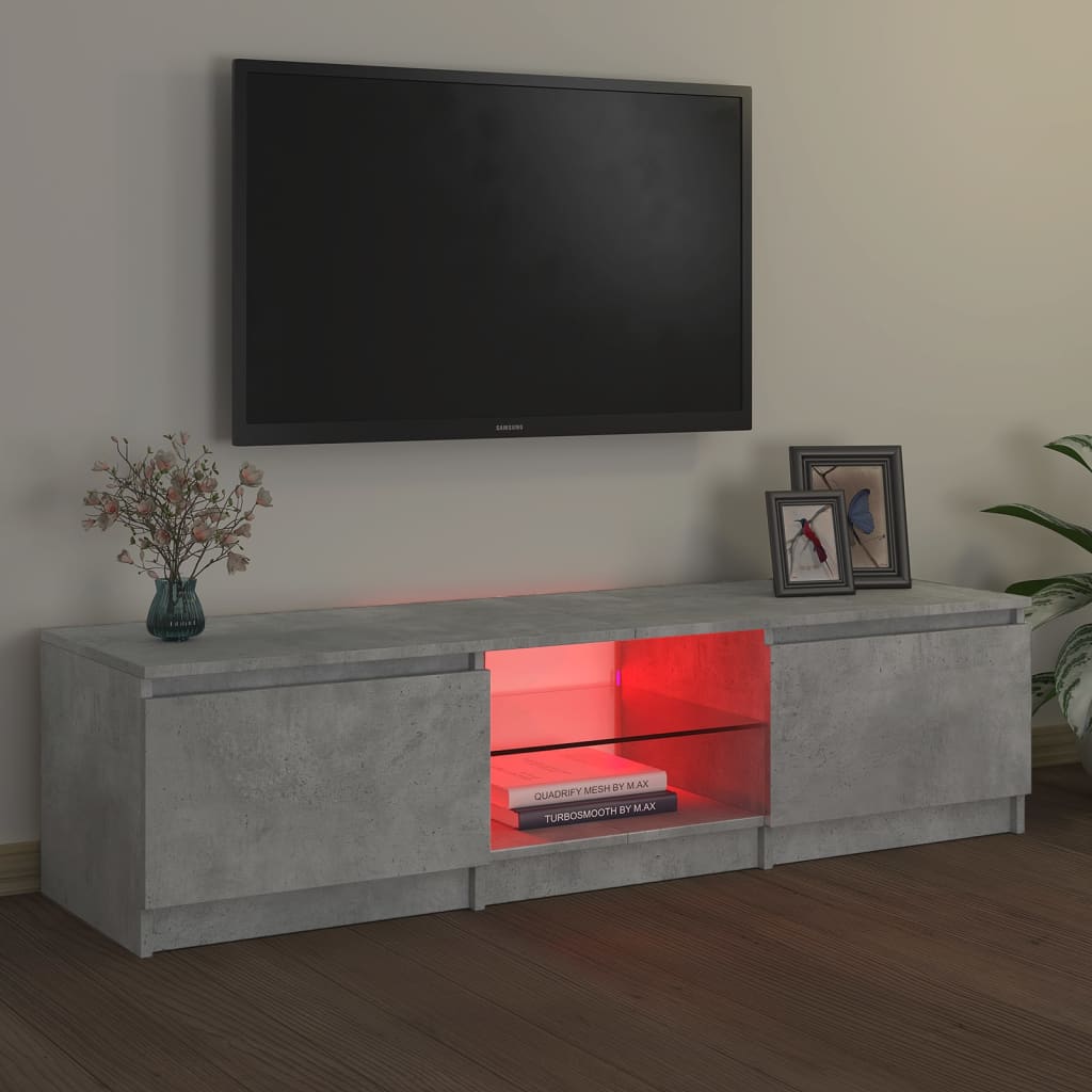 Meuble TV avec lumières LED Gris béton 140x40x35,5 cm | meublestv.fr 11