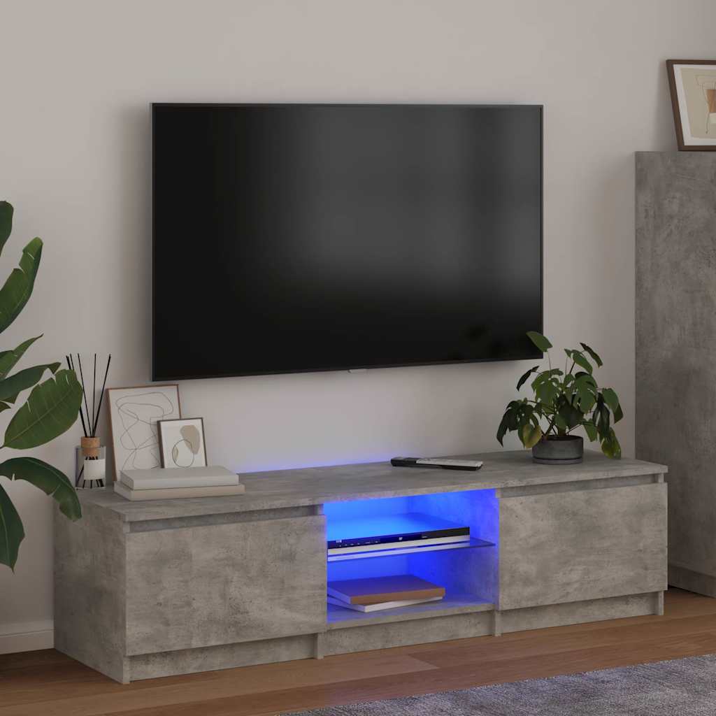 vidaXL Szafka pod TV z LED, szaro�� betonu, 140x40x36 cm
