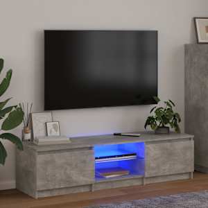 TV omarica z LED lučkami betonsko siva 140x40x36 cm