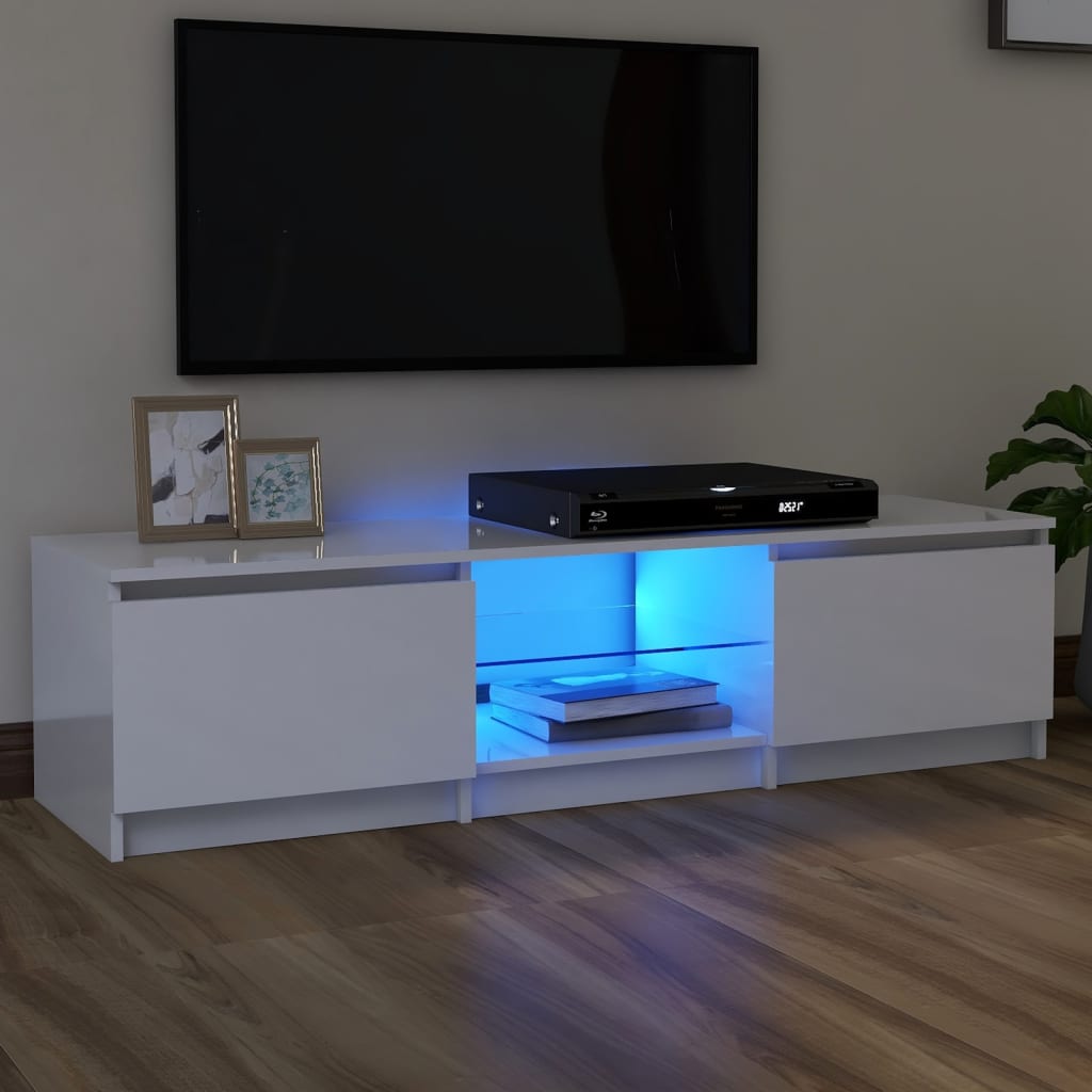 vidaXL Szafka pod TV z LED, biaa, wysoki poysk, 140x40x35,5 cm