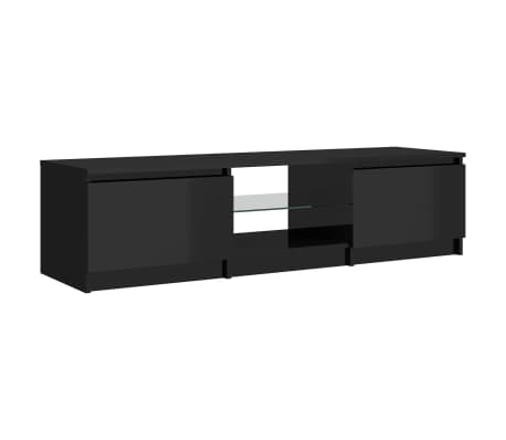 vidaXL TV Cabinet with LED Lights High Gloss Black 140x40x35.5 cm
