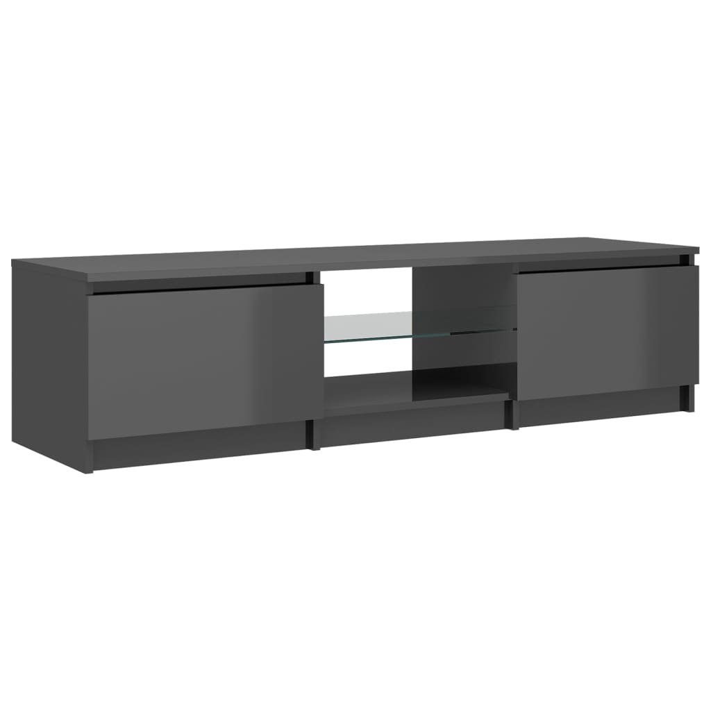 vidaXL TV Cabinet with LED Lights High Gloss Grey 140x40x35.5 cm