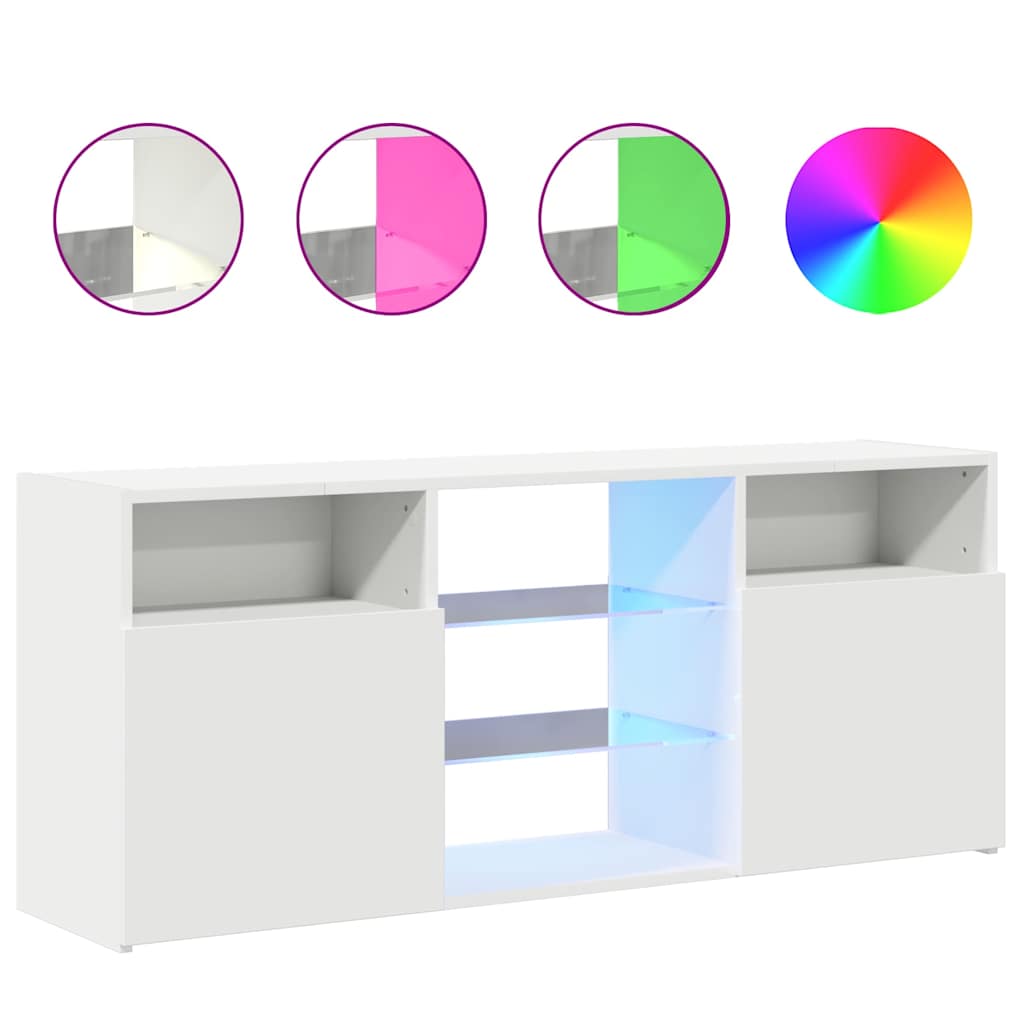 vidaXL TV skrinka s LED svetlami biela 120x30x50 cm