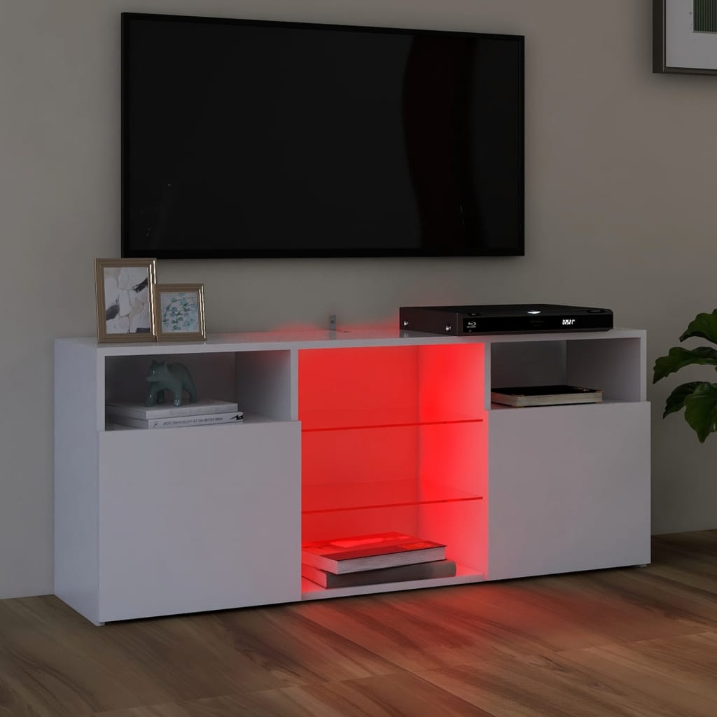 TV-Schrank mit LED-Leuchten Weiß 120x30x50 cm | Stepinfit.de