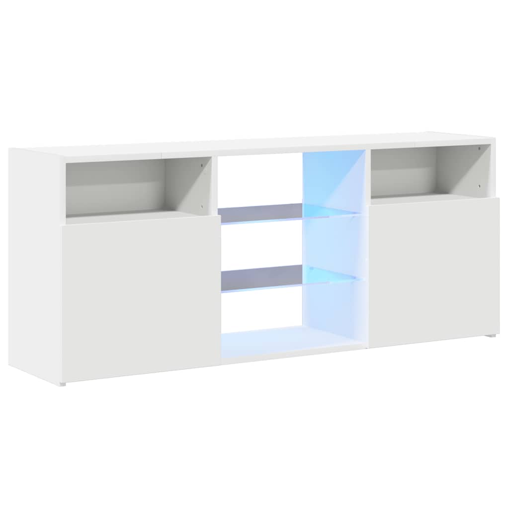 vidaXL Comodă TV cu lumini LED, alb extralucios, 120x30x50 cm