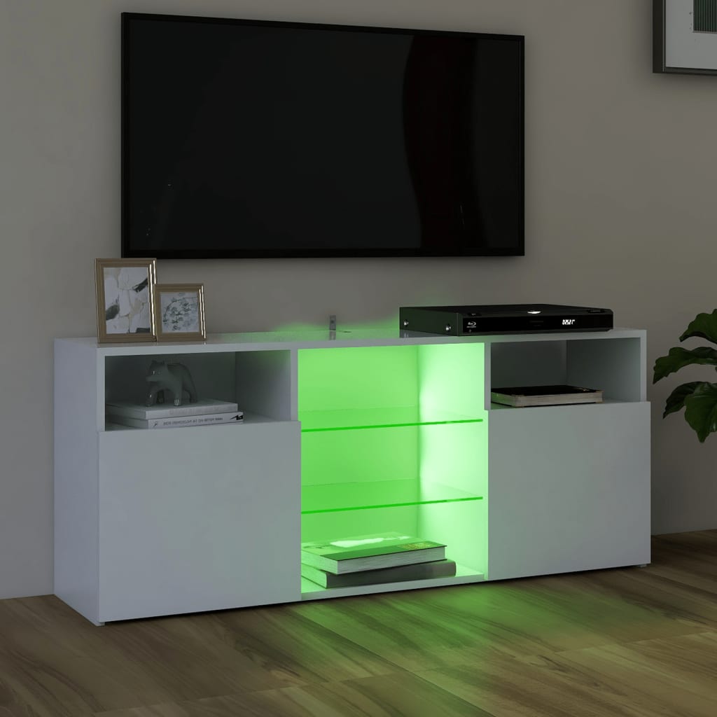 fehér TV-szekrény LED lámpákkal 120 x 30 x 50 cm