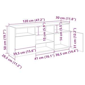 TV skříňka s LED osvětlením černá 120 x 30 x 50 cm - obrázek 18