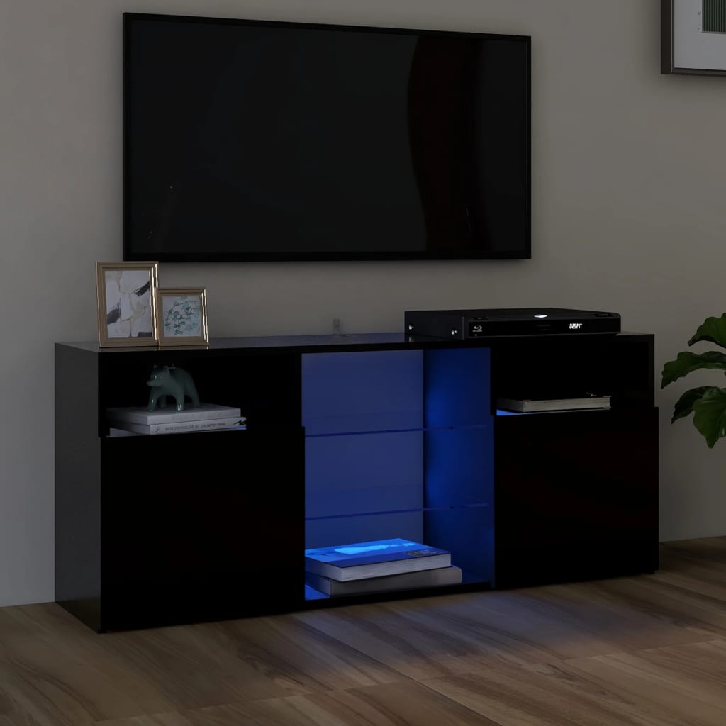 vidaXL Szafka TV z owietleniem LED, czarna, 120x30x50 cm