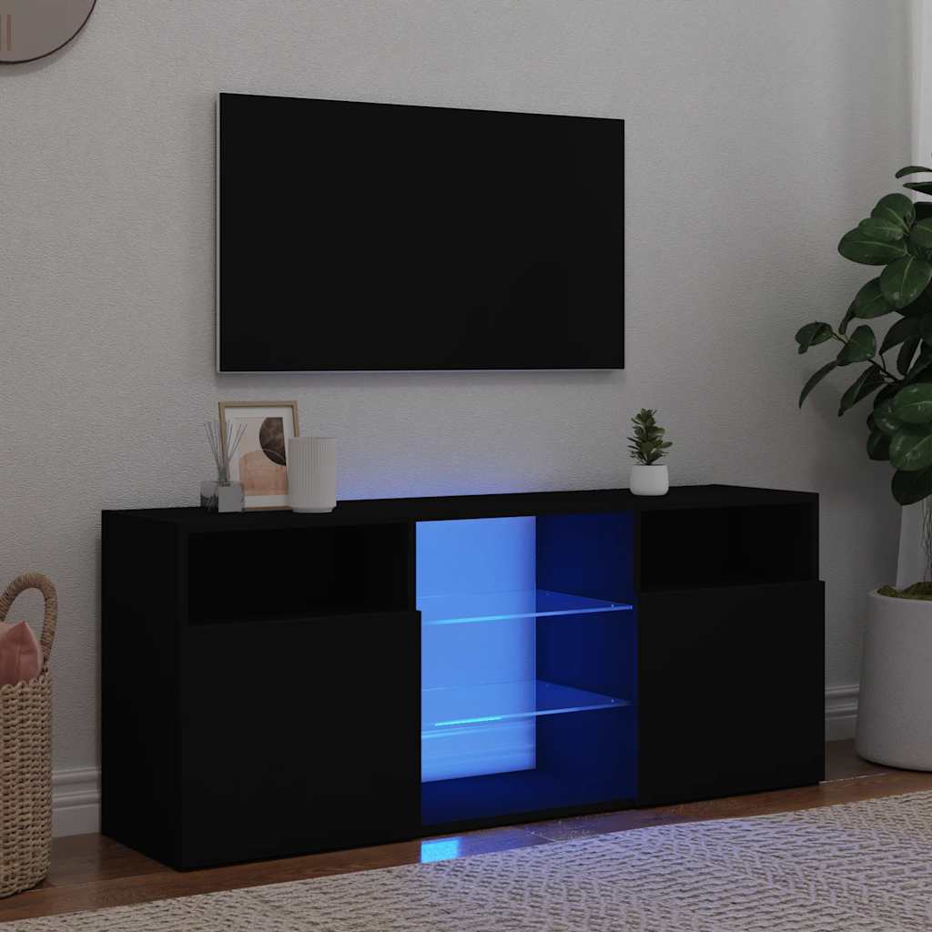 vidaXL Comodă TV cu lumini LED, negru, 120x30x50 cm