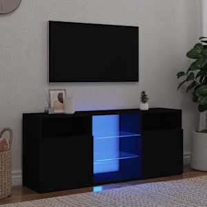 TV omarica z LED lučkami črna 120x30x50 cm