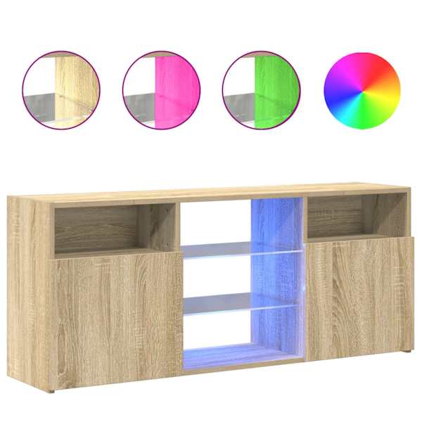 vidaXL telerialus LED-tuledega, Sonoma tamm, 120x30x50 cm