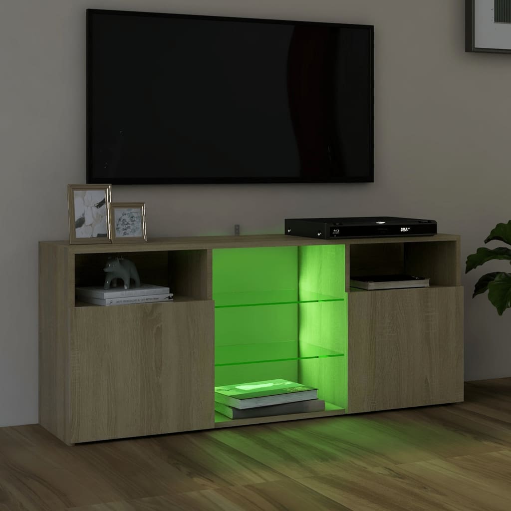 TV-Schrank mit LED-Leuchten Sonoma-Eiche 120x30x50 cm | Stepinfit.de