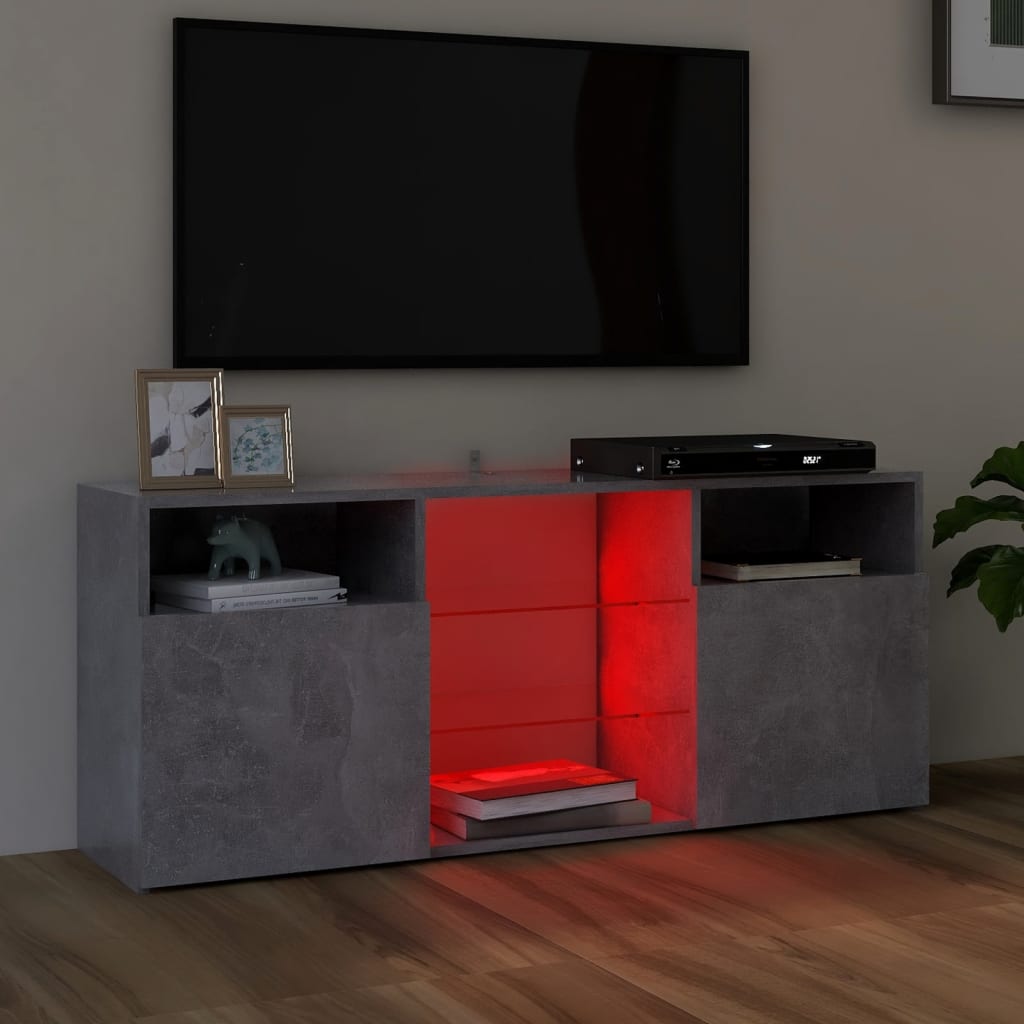 TV-Schrank mit LED-Leuchten Betongrau 120x30x50 cm | Stepinfit.de