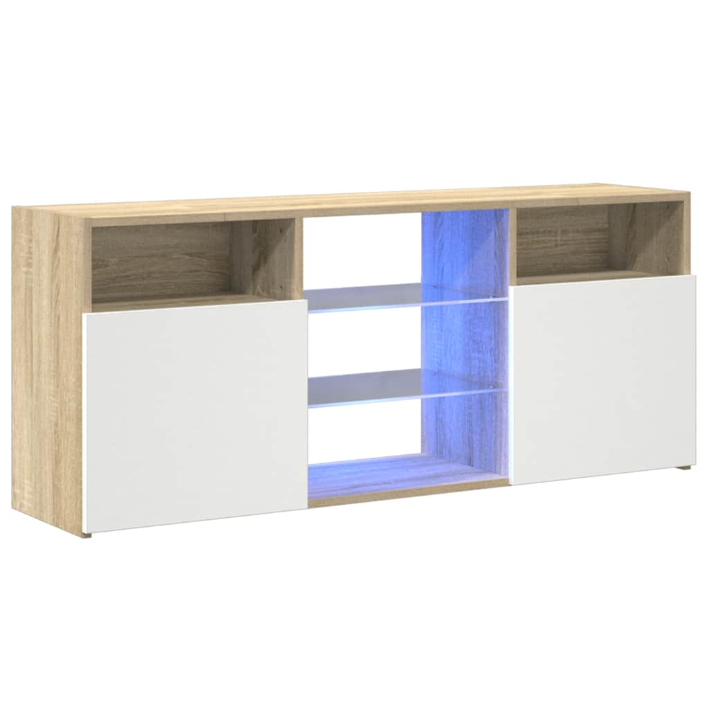 

vidaXL Tv-meubel met LED-verlichting 120x35x40cm wit sonoma eikenkleur