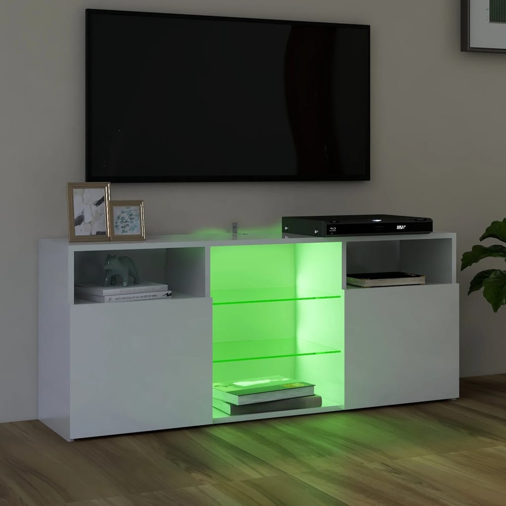 TV-Schrank mit LED-Leuchten Hochglanz-Weiß 120x30x50 cm | Stepinfit.de