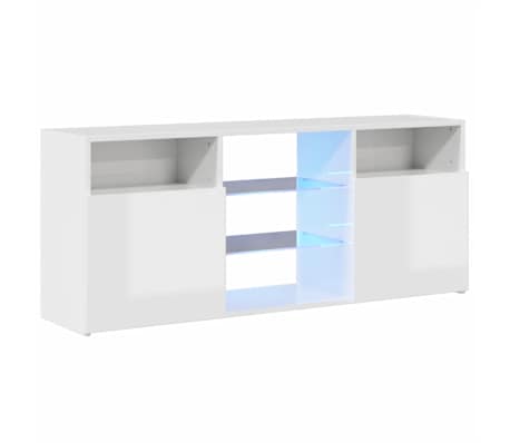 vidaXL TV-benk med LED-lys høyglans hvit 120x30x50 cm