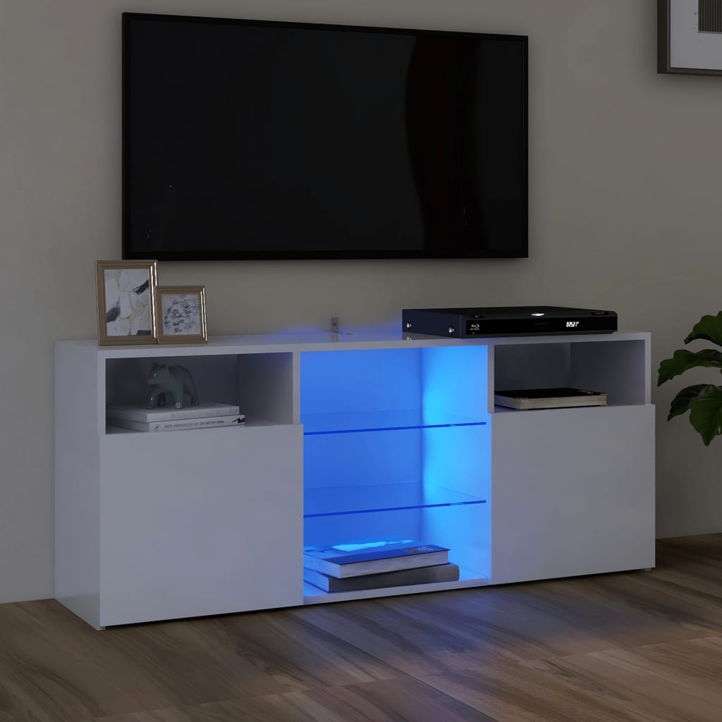 TV skříňka s LED osvětlením bílá s vysokým leskem 120x30x50 cm