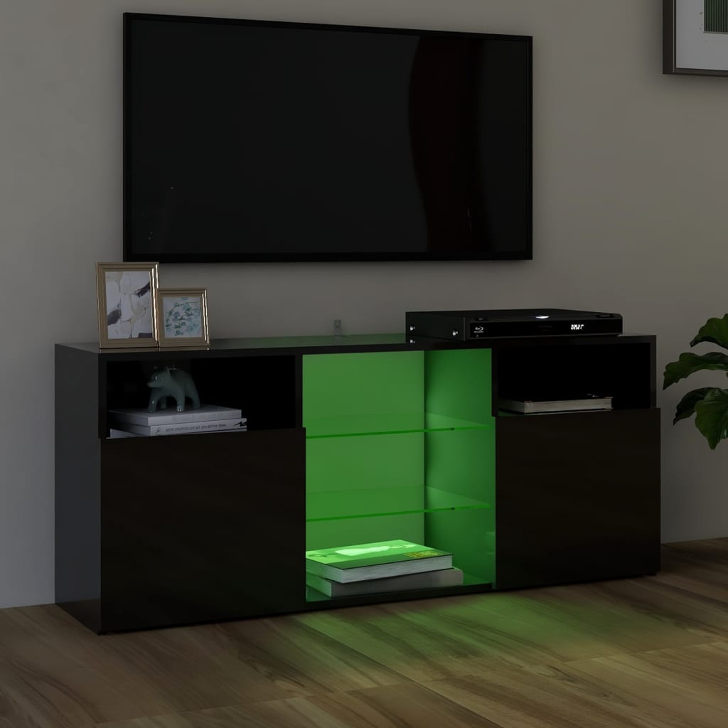 Meuble TV avec lumières LED Noir brillant 120x30x50 cm | meublestv.fr 5
