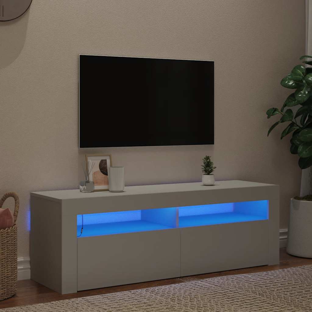vidaXL Szafka pod TV z owietleniem LED, biaa, 120x35x40 cm