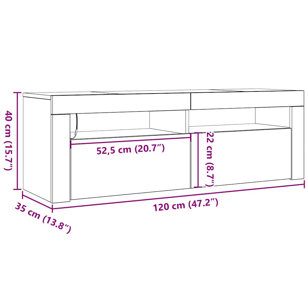 TV skříňka s LED osvětlením černá 120 x 35 x 40 cm - obrázek 15