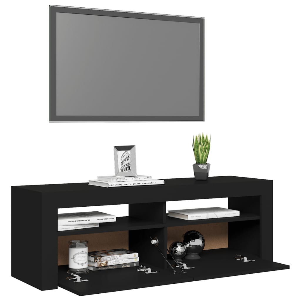 TV skříňka s LED osvětlením černá 120 x 35 x 40 cm