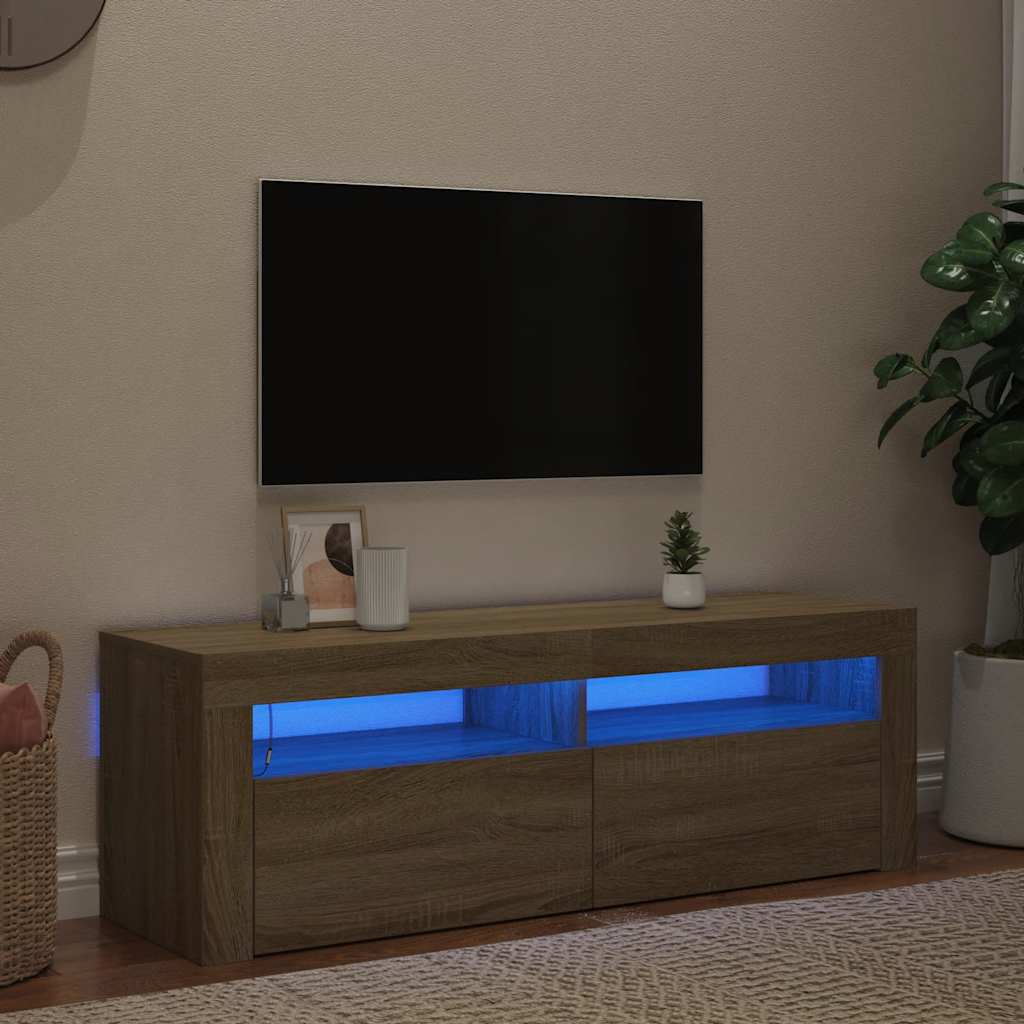 vidaXL TV-Schrank mit LED-Leuchten Sonoma-Eiche 120x35x40 cm