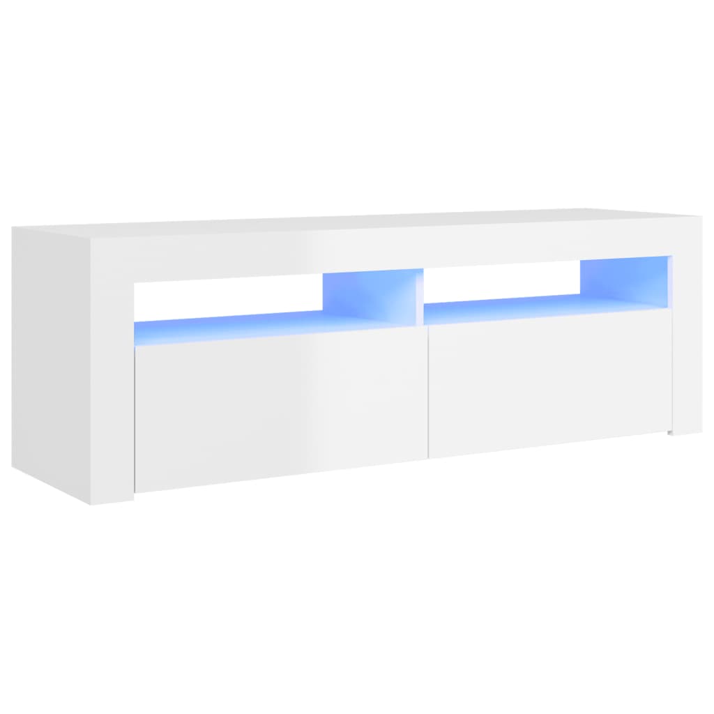 Meuble TV avec lumières LED Blanc brillant 120x35x40 cm | meublestv.fr 3