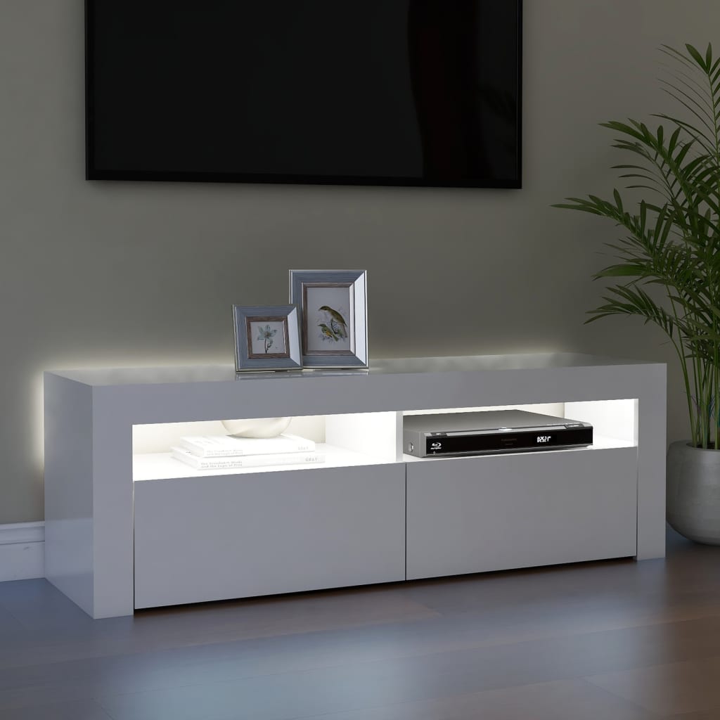 Meuble TV avec lumières LED Blanc brillant 120x35x40 cm | meublestv.fr 5
