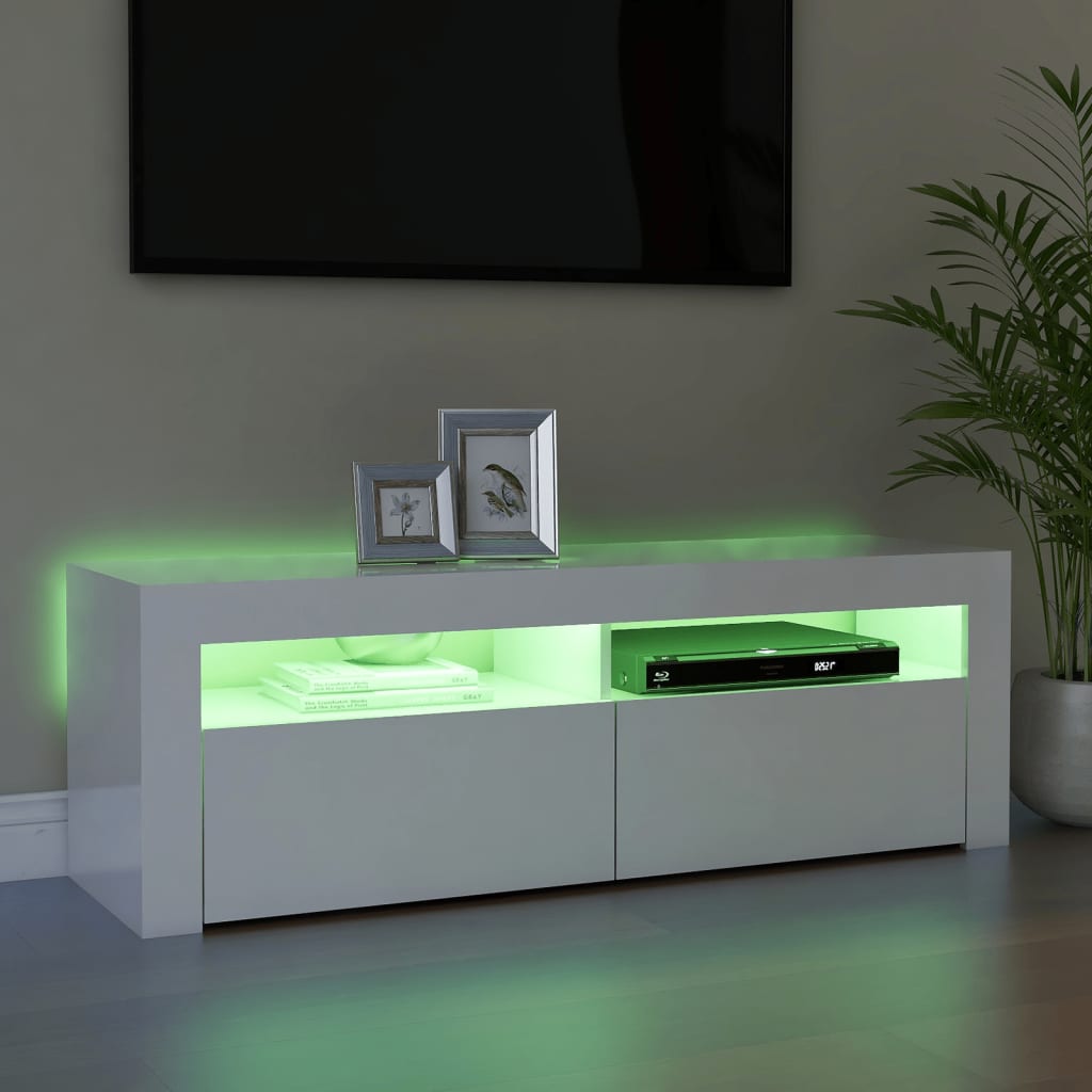 Meuble TV avec lumières LED Blanc brillant 120x35x40 cm | meublestv.fr 7