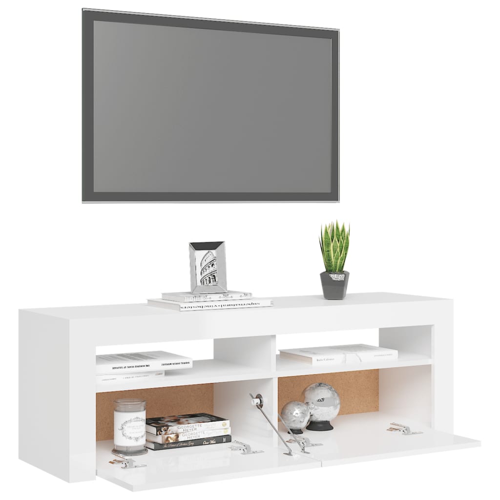 Meuble TV avec lumières LED Blanc brillant 120x35x40 cm | meublestv.fr 8