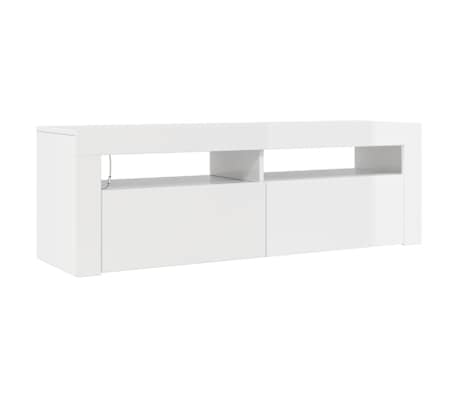 vidaXL TV-b&auml;nk med LED-belysning vit h&ouml;gglans 120x35x40 cm