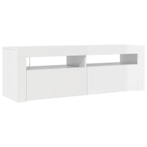 vidaXL TV-b&auml;nk med LED-belysning vit h&ouml;gglans 120x35x40 cm