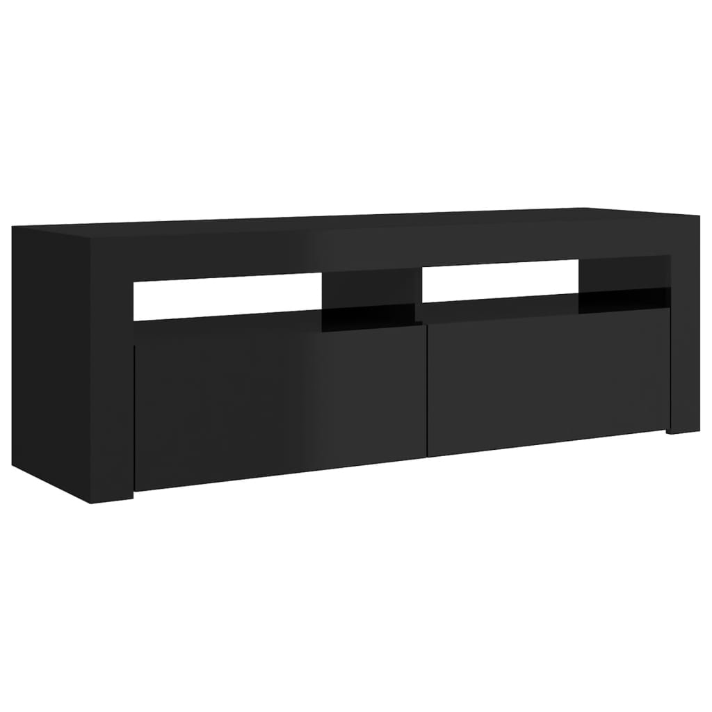 vidaXL Meuble TV avec lumières LED noir brillant 120x35x40 cm