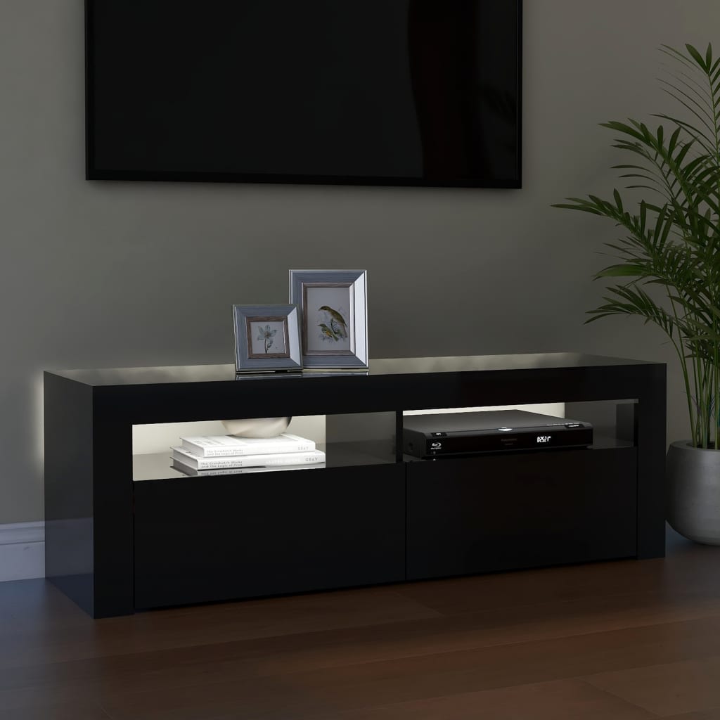 Meuble TV avec lumières LED Noir brillant 120x35x40 cm | meublestv.fr 5