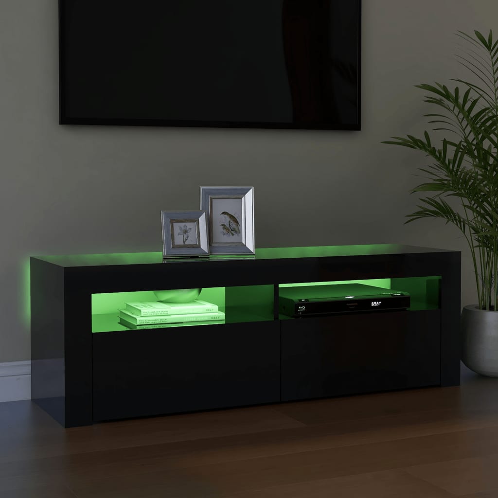 Meuble TV avec lumières LED Noir brillant 120x35x40 cm | meublestv.fr 7