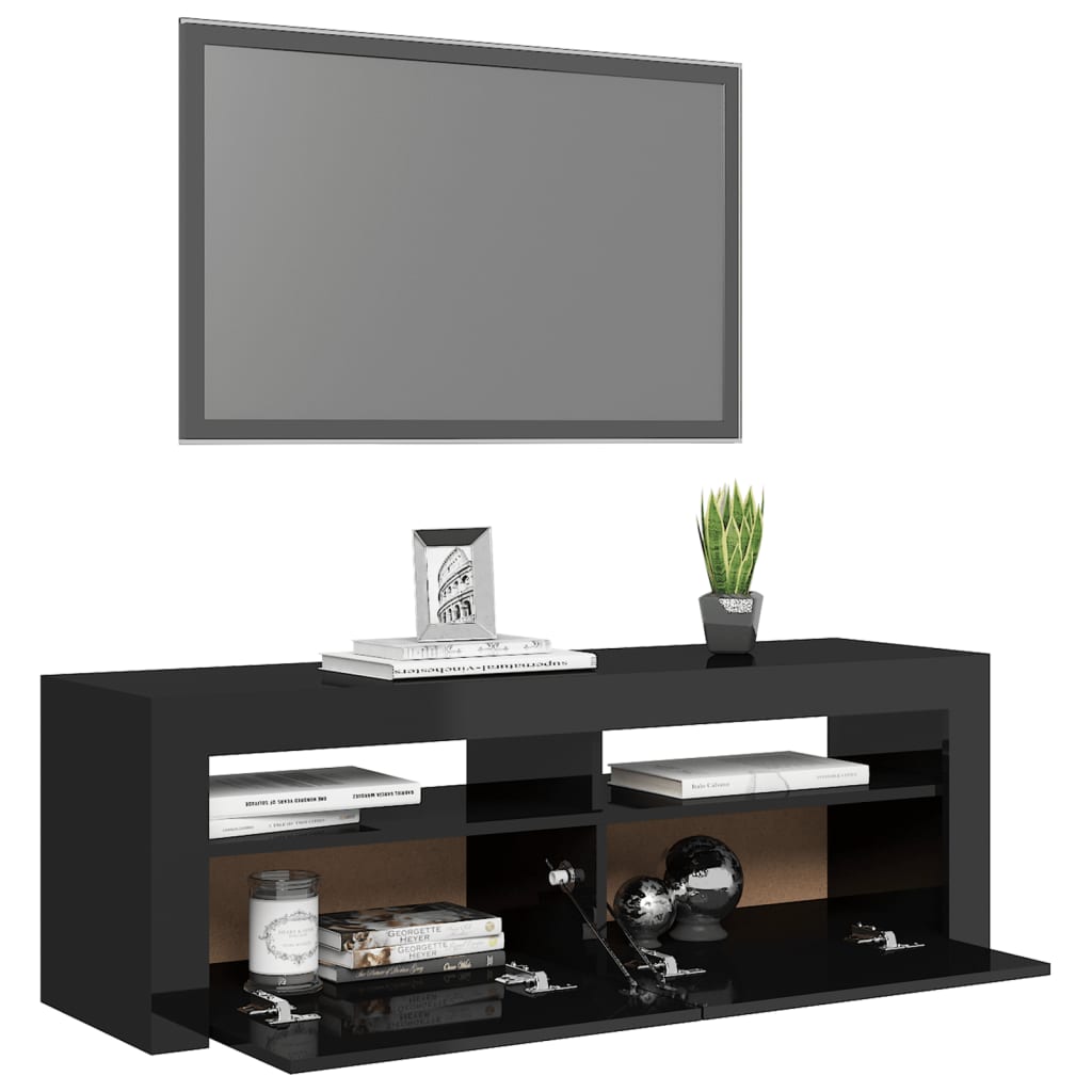 Meuble TV avec lumières LED Noir brillant 120x35x40 cm | meublestv.fr 8