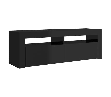 vidaXL Meuble TV avec lumières LED noir brillant 120x35x40 cm