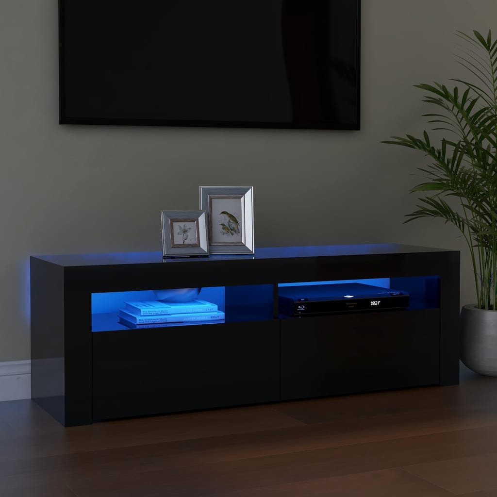 Meuble TV avec lumières LED Noir brillant 120x35x40 cm | meublestv.fr 2