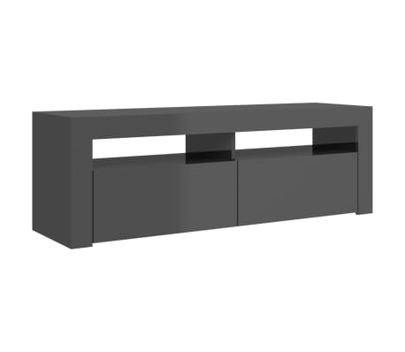 vidaXL TV spintelė su LED apšvietimu, pilka, 120x35x40cm, blizgi
