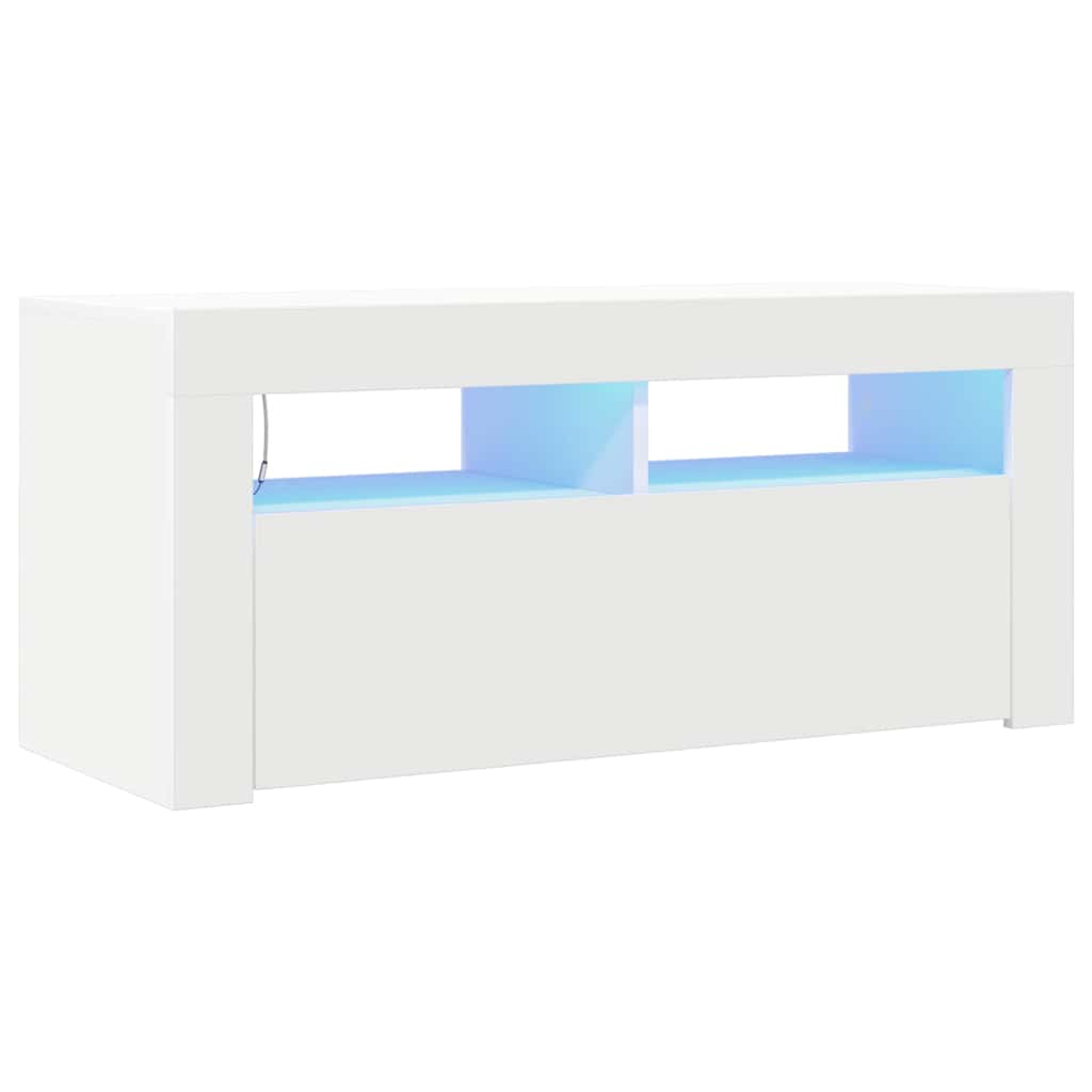 vidaXL TV skříňka s LED osvětlením bílá 90 x 35 x 40 cm