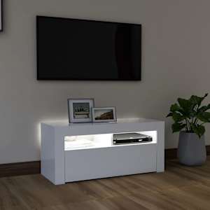 TV skříňka s LED osvětlením bílá 90 x 35 x 40 cm - obrázek 3