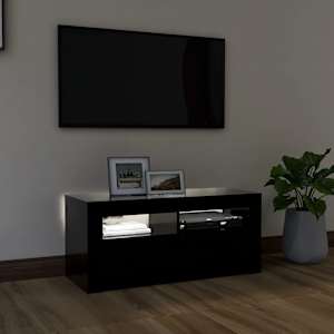 TV skříňka s LED osvětlením černá 90 x 35 x 40 cm - obrázek 3
