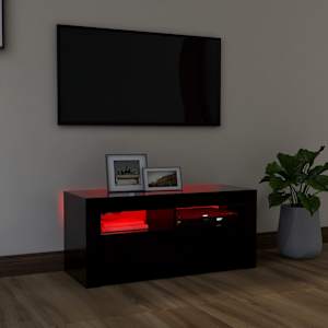 TV skříňka s LED osvětlením černá 90 x 35 x 40 cm - obrázek 5