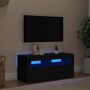 TV skříňka s LED osvětlením černá 90 x 35 x 40 cm - obrázek 6